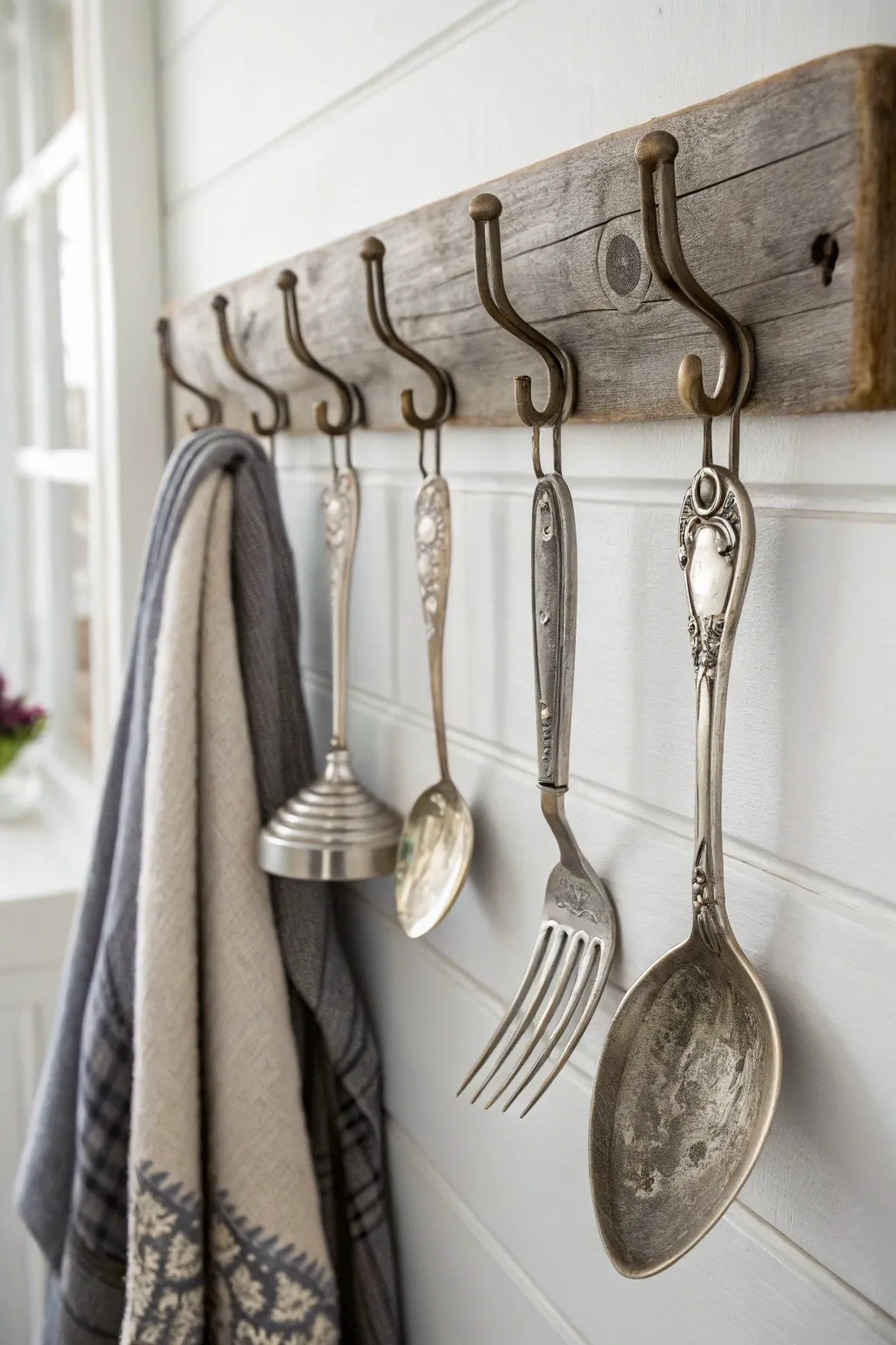 Turn your old silverware into charming hooks with a touch of boho elegance.