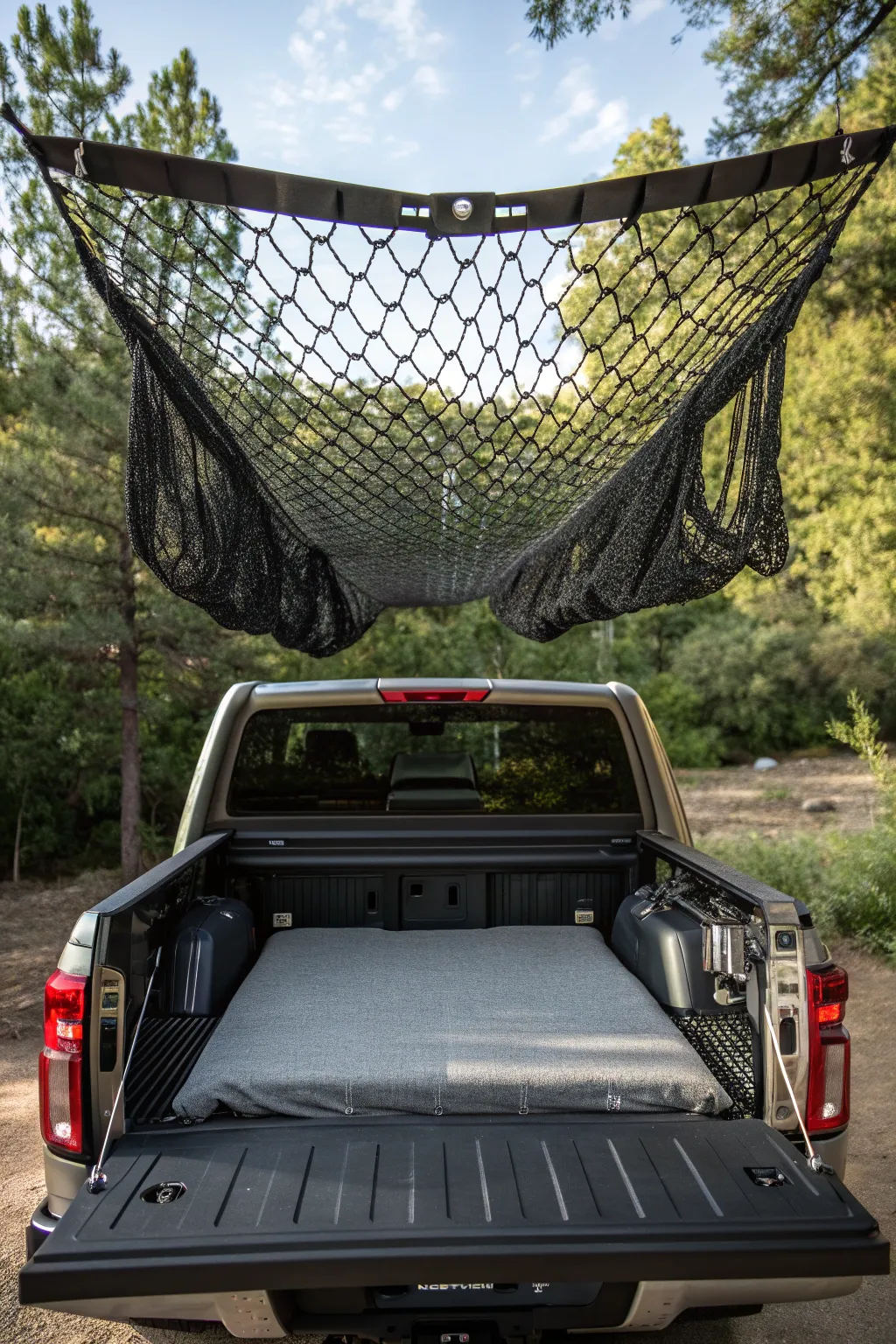 Elevate your truck bed organization with stylish overhead netting. Perfect for the modern adventurer.