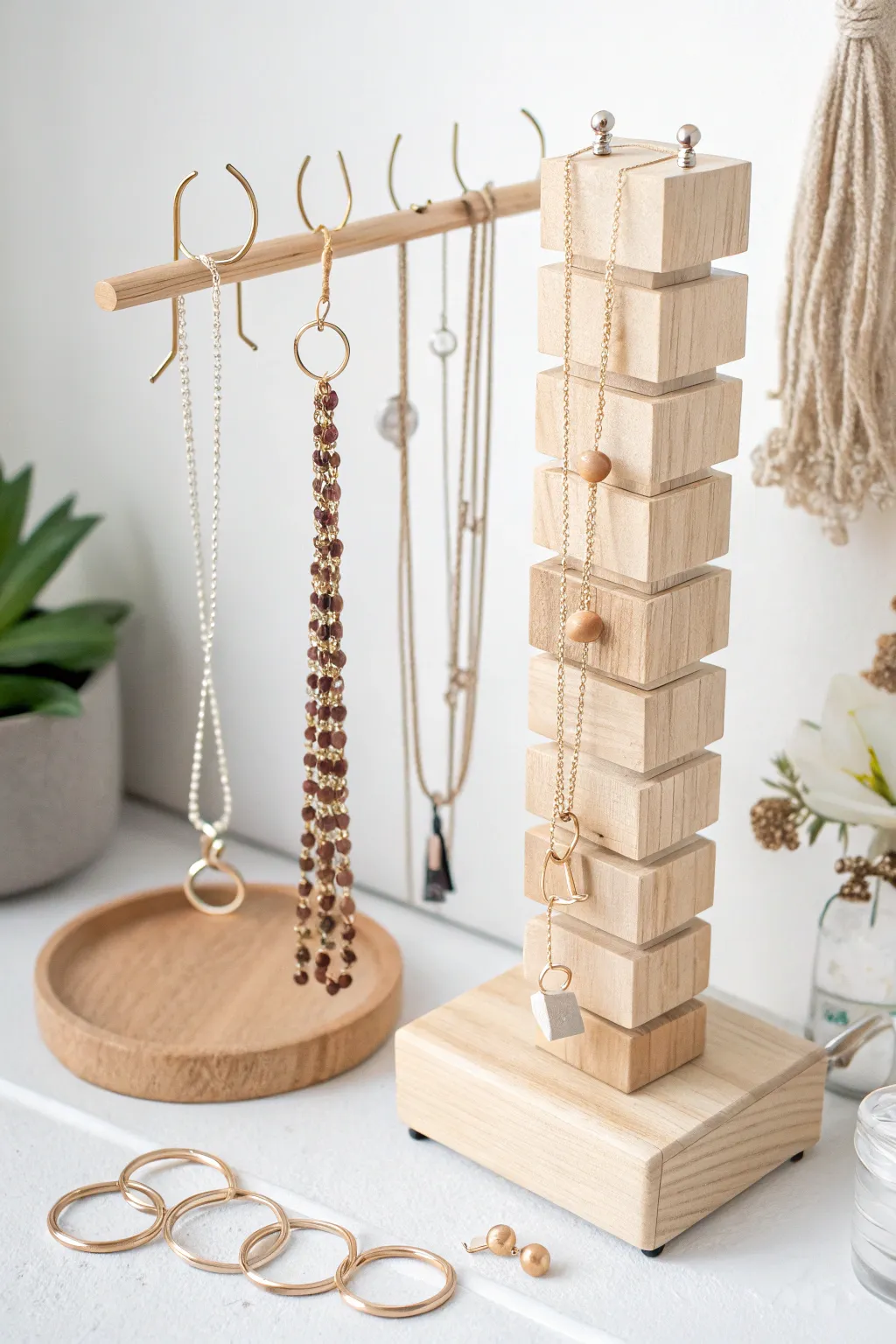 Effortlessly chic: Keep your necklaces tangle-free with this minimalist jewelry organizer.