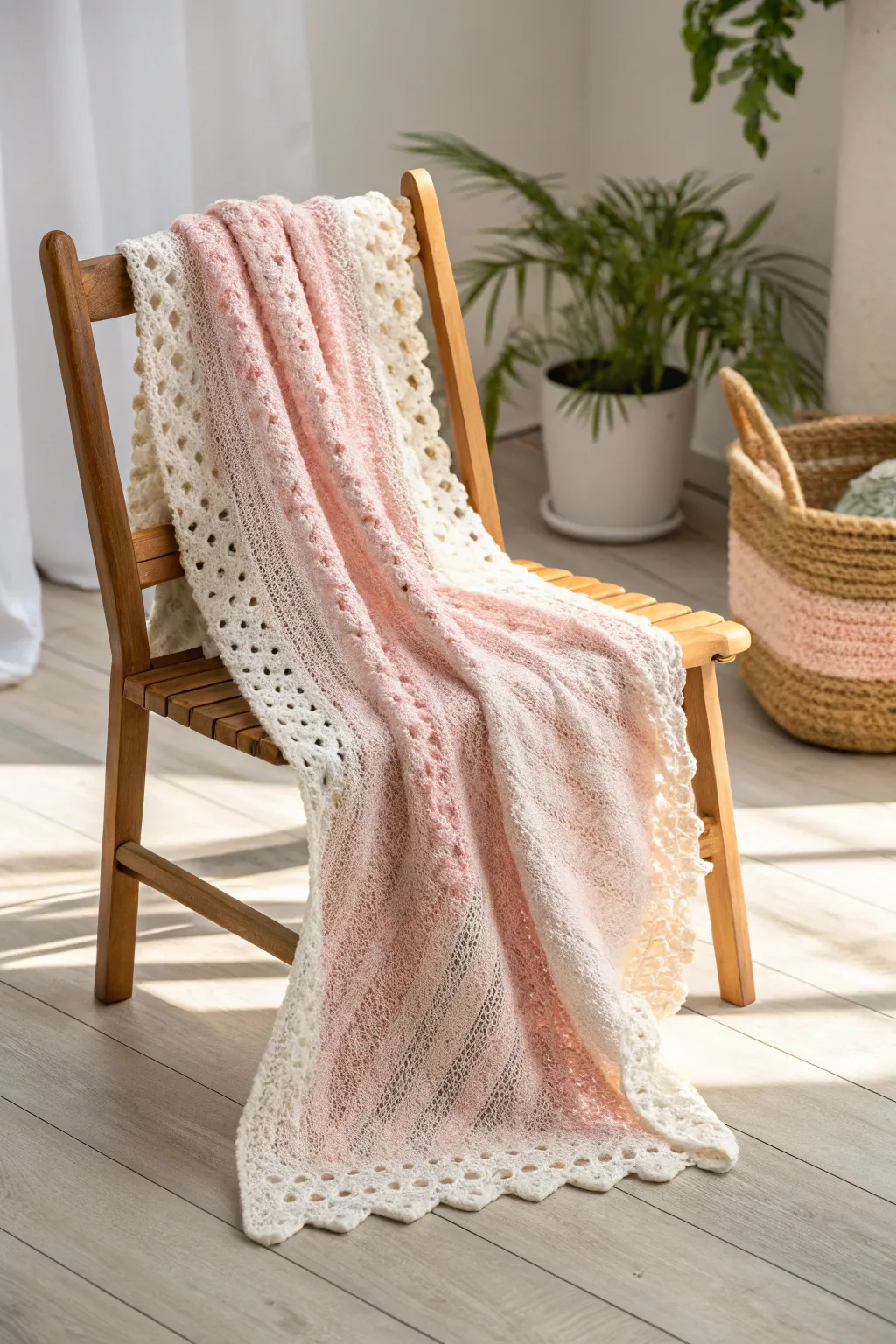 Wrap your little one in the warmth of handcrafted love with this beautifully woven Tunisian crochet baby blanket.