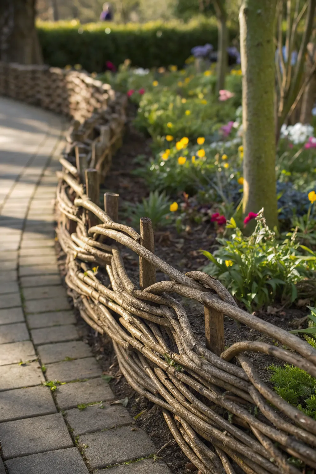 Embrace rustic charm with these beautifully twisted twig hurdles for your garden border.