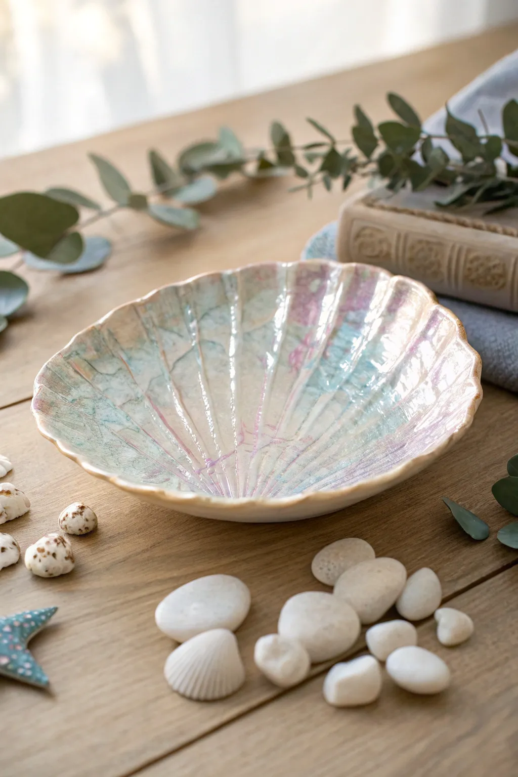 Elevate your decor with this chic shell trinket dish, where simplicity meets artistry.