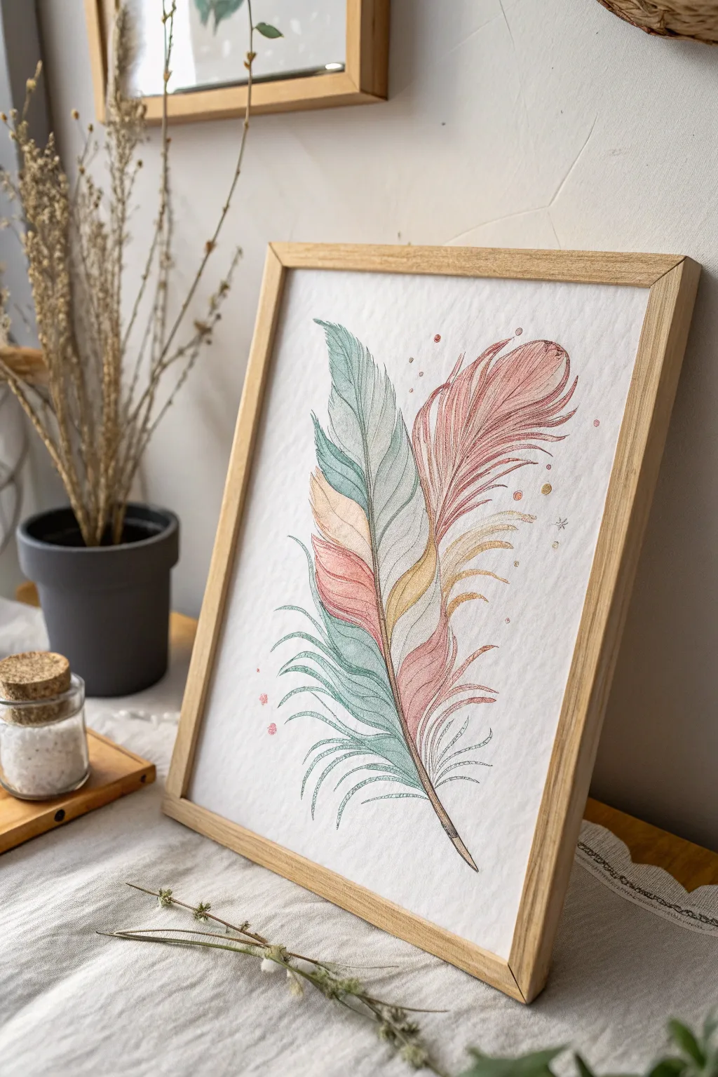 Discover the elegance of abstract feather art - where simplicity meets creativity.