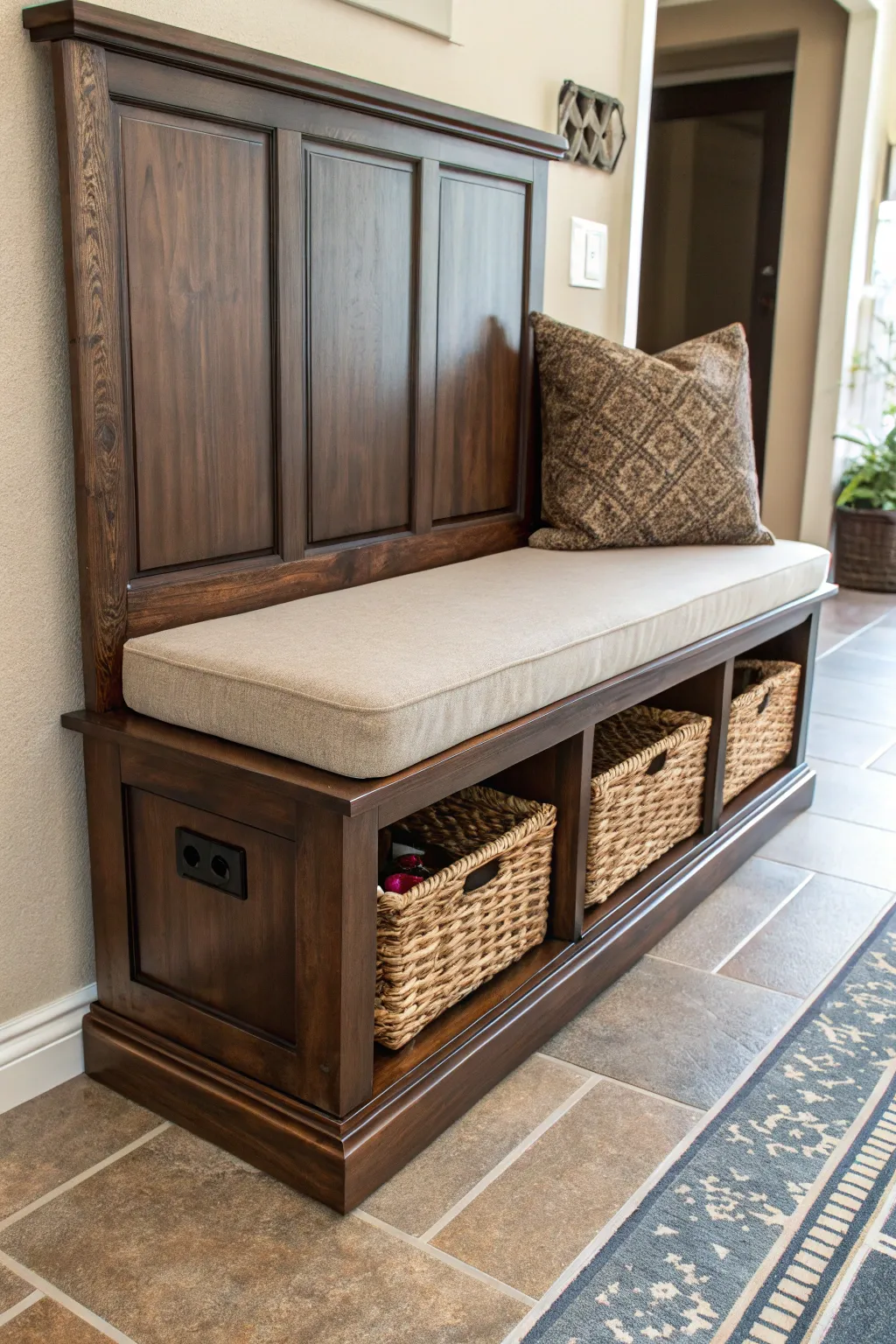 Transform your space with this stylish upcycled entryway bench—where functionality meets elegance.