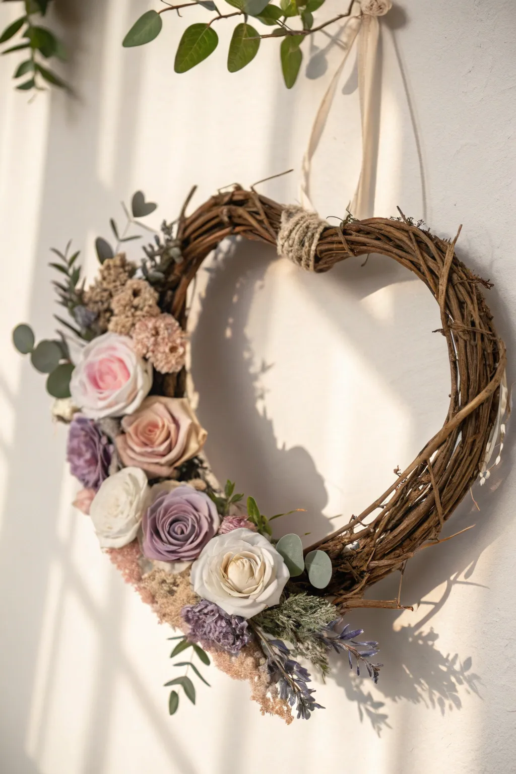 Embrace everlasting beauty with this DIY faux floral wreath, perfect for a minimalist Valentine's Day touch.