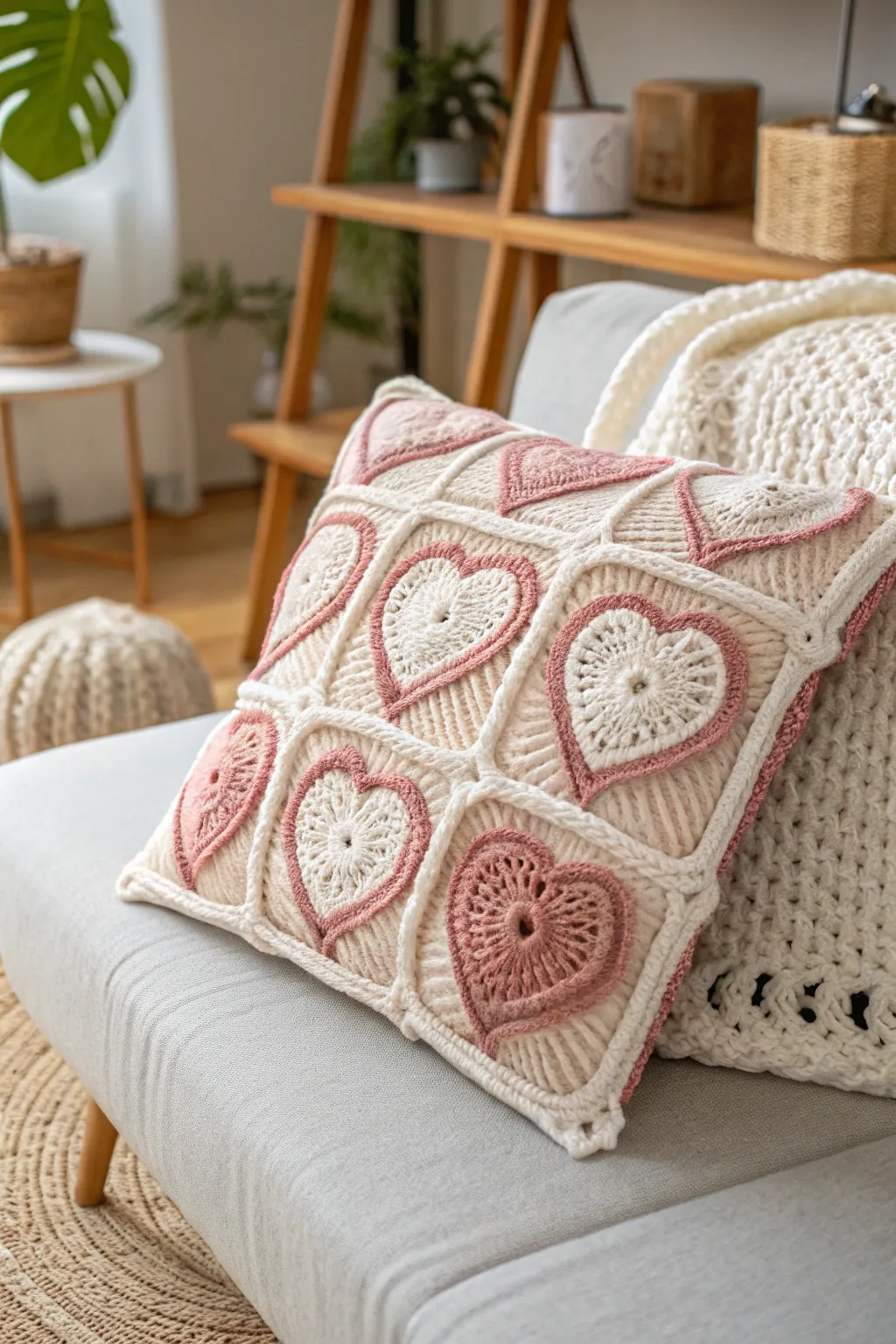 Transform your couch into a love nest with this charming Valentine's Day crochet pillow. Perfect for cozy movie nights!