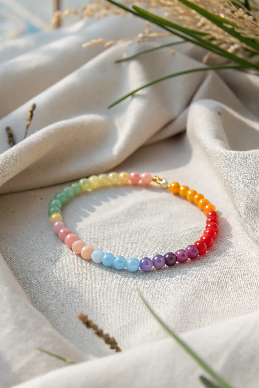 Brighten your style with a touch of whimsy and romance. 🌈✨ #RainbowBracelet #MinimalistBoho #ValentinesDay