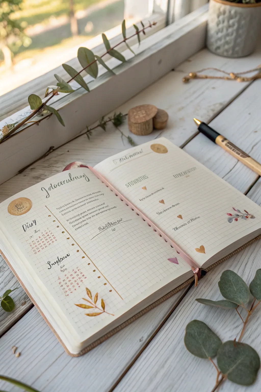 Capture your love story with a minimalist timeline in your bullet journal. 🌿✨