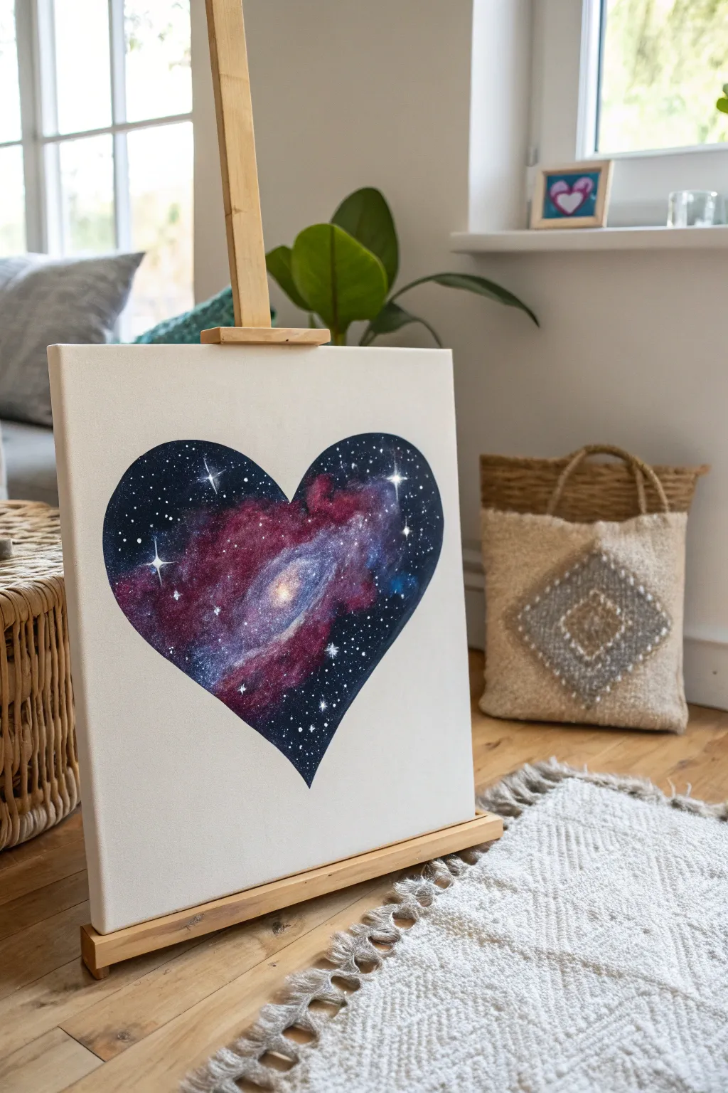 Embrace the cosmos with a heart nebula painting—where love meets the stars.