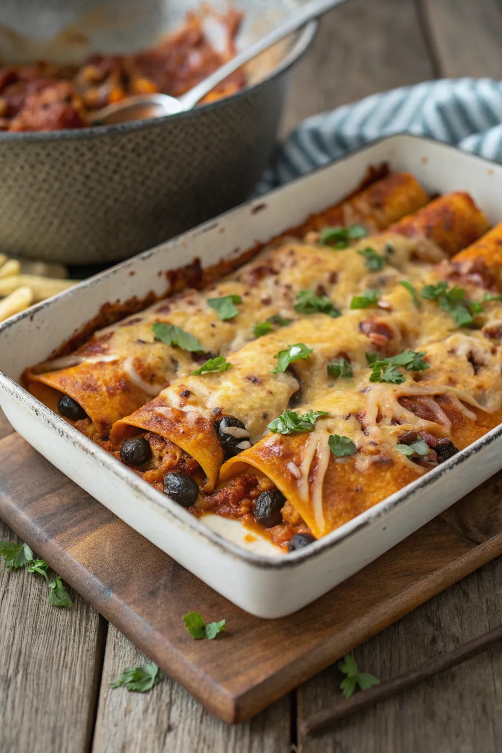 Flavorful sweet potato and black bean enchiladas, perfect for a festive evening.