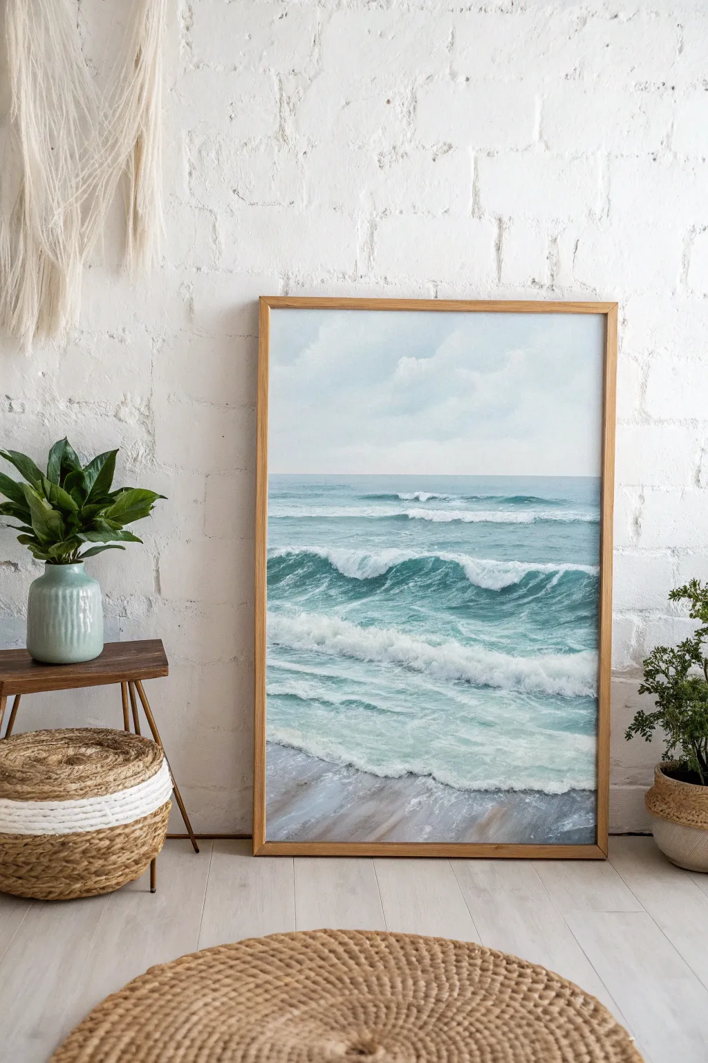 Bring the serenity of the sea into your home with minimalist ocean wave art.
