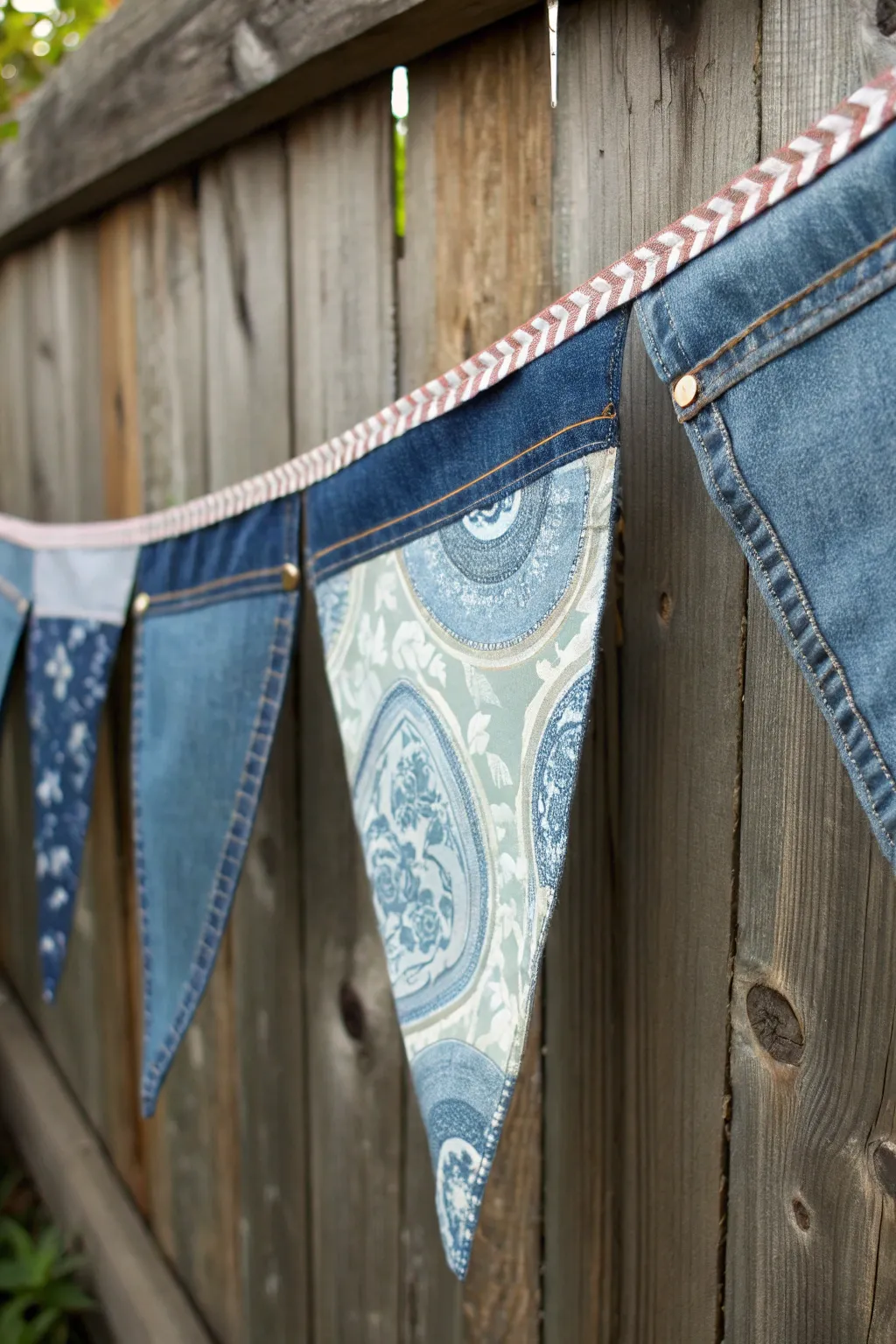Elevate your space with a handcrafted fabric banner, where denim meets cotton in perfect harmony.