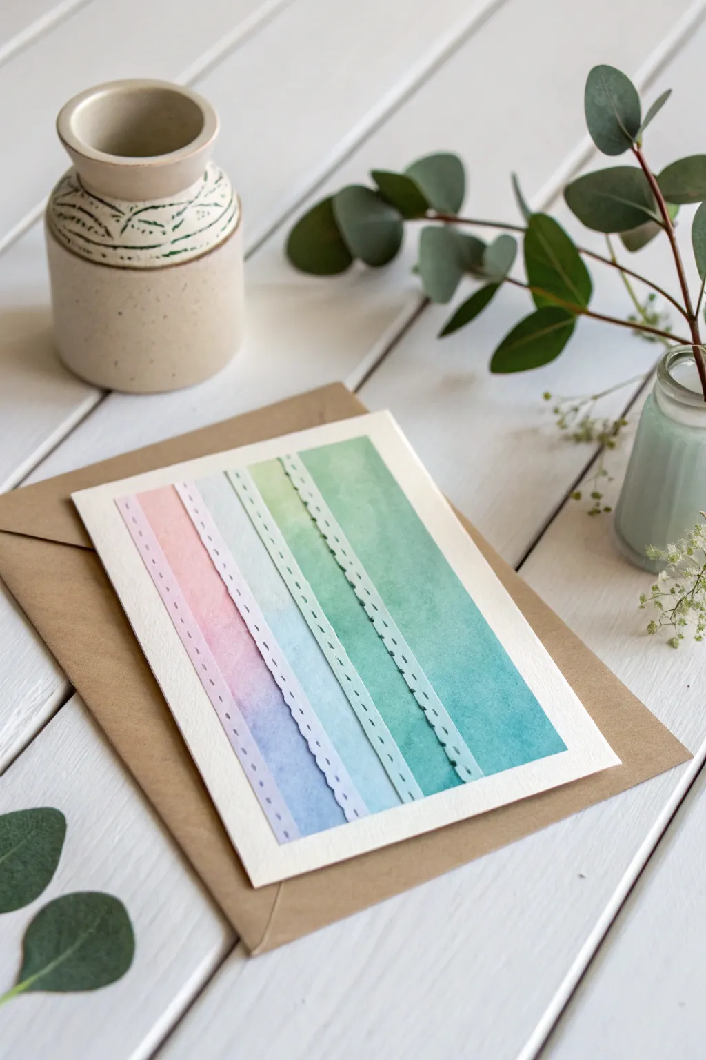 Create your own gradient masterpiece with washi tape—bringing color and calm to every card.
