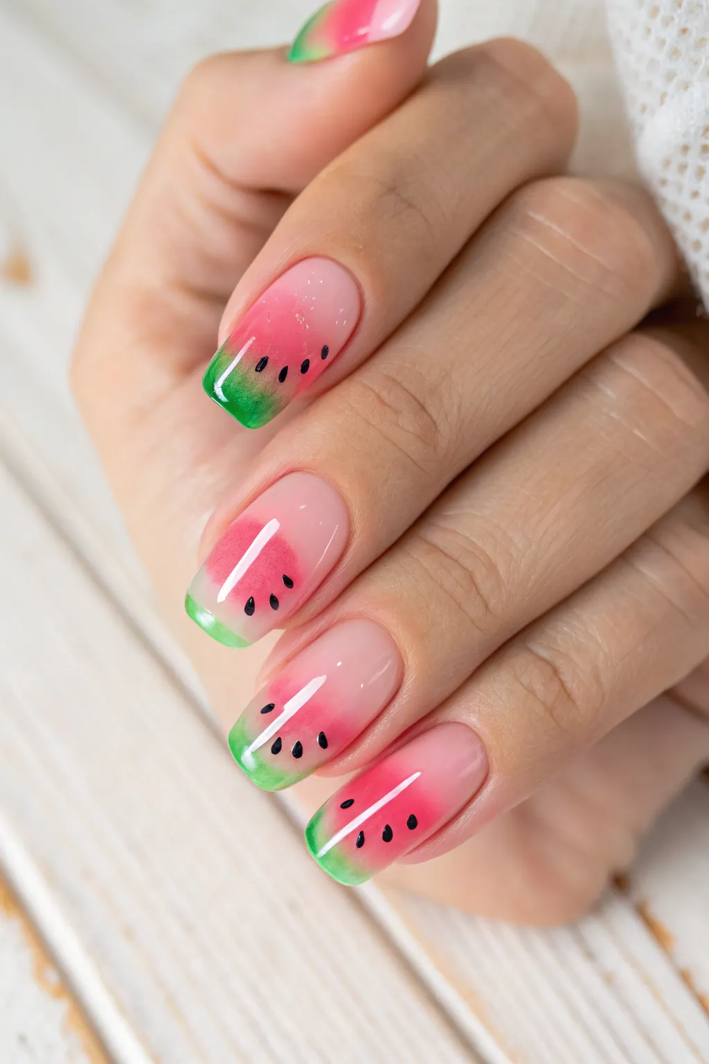 Embrace summer with watermelon jelly nails – a fresh, juicy look that's simply irresistible.