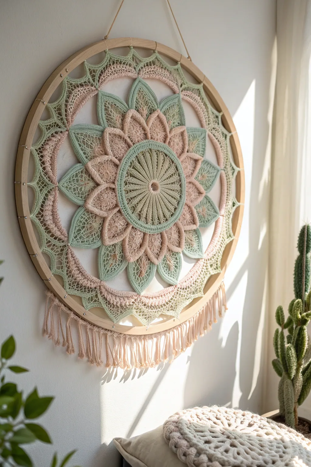Embrace the elegance of simplicity with a handcrafted crochet mandala, perfect for adding a touch of natural beauty to your space.