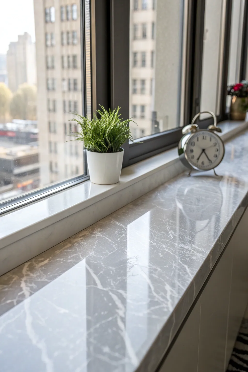 Elevate your space with the elegant charm of quartz window sills. A perfect blend of style and practicality.