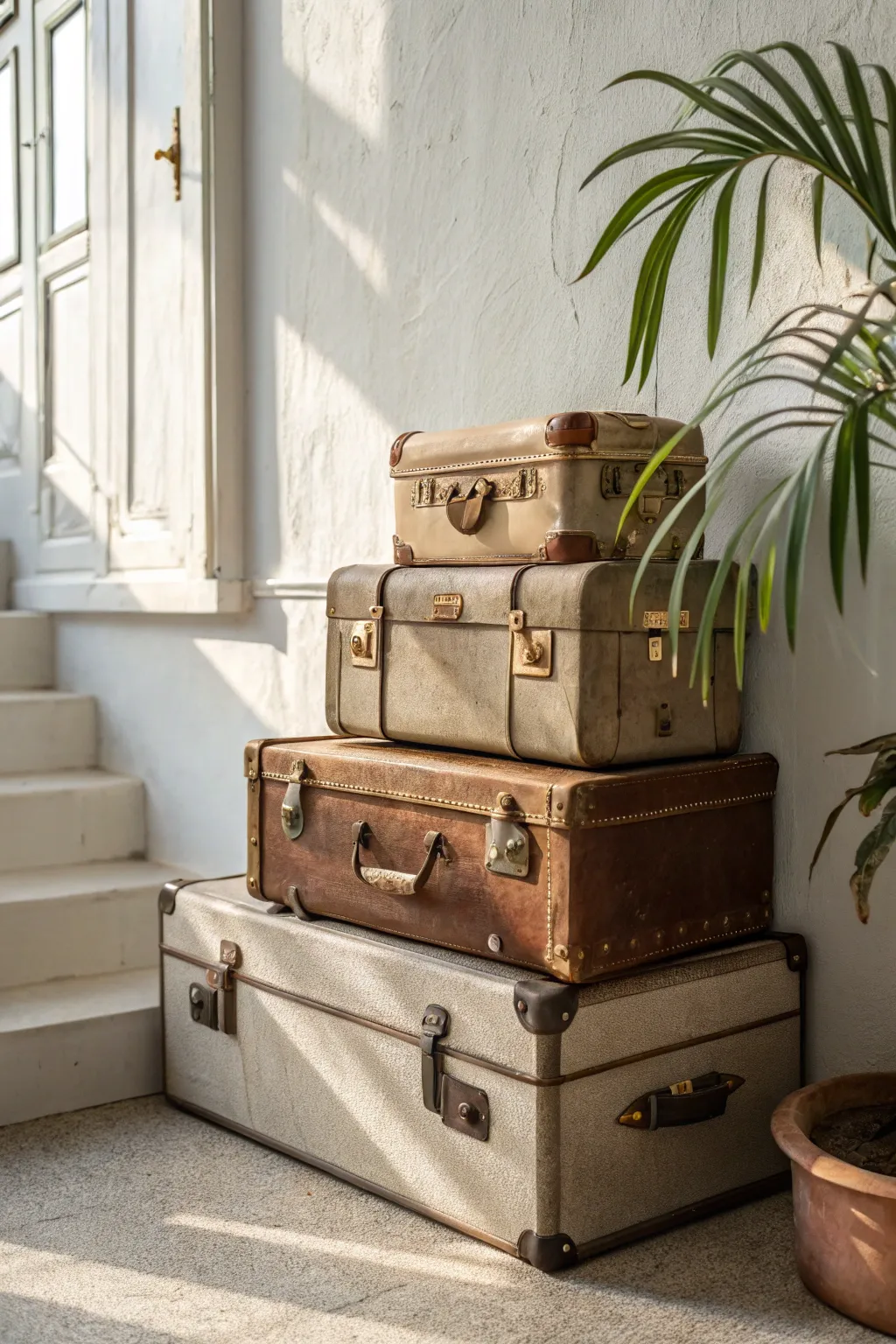 Discover the charm of hidden secrets: transform old suitcases into a stylish disguise for your hidden door.