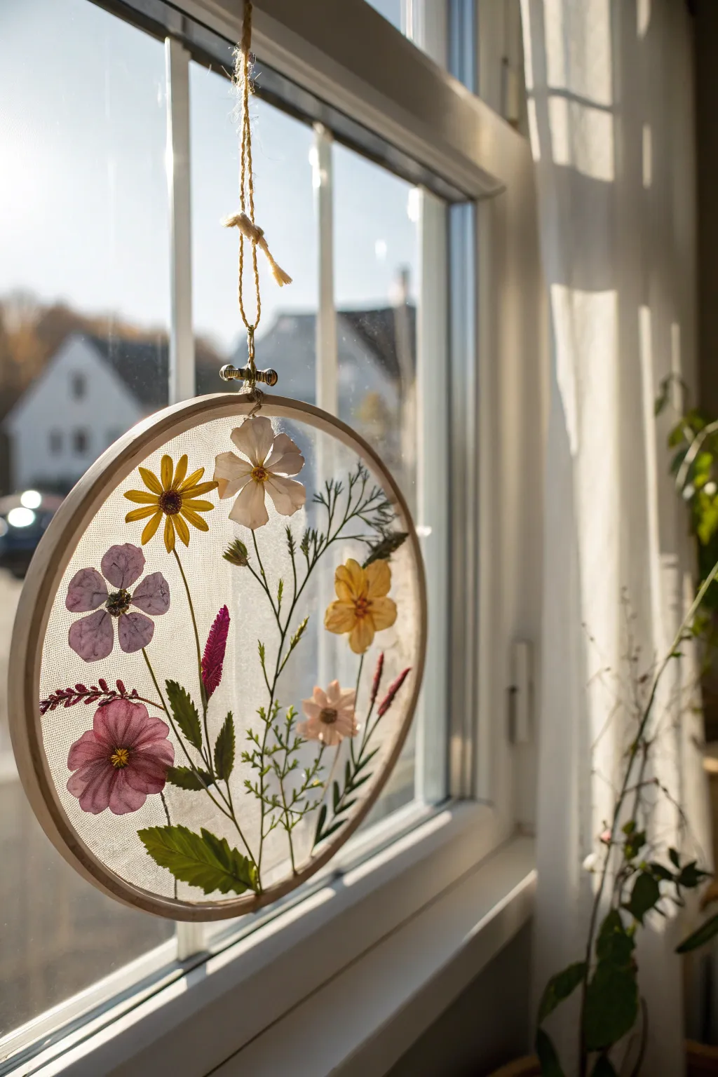 Capture the sunlight with a touch of floral elegance. 🌼✨ #PressedFlowers #SuncatcherMagic