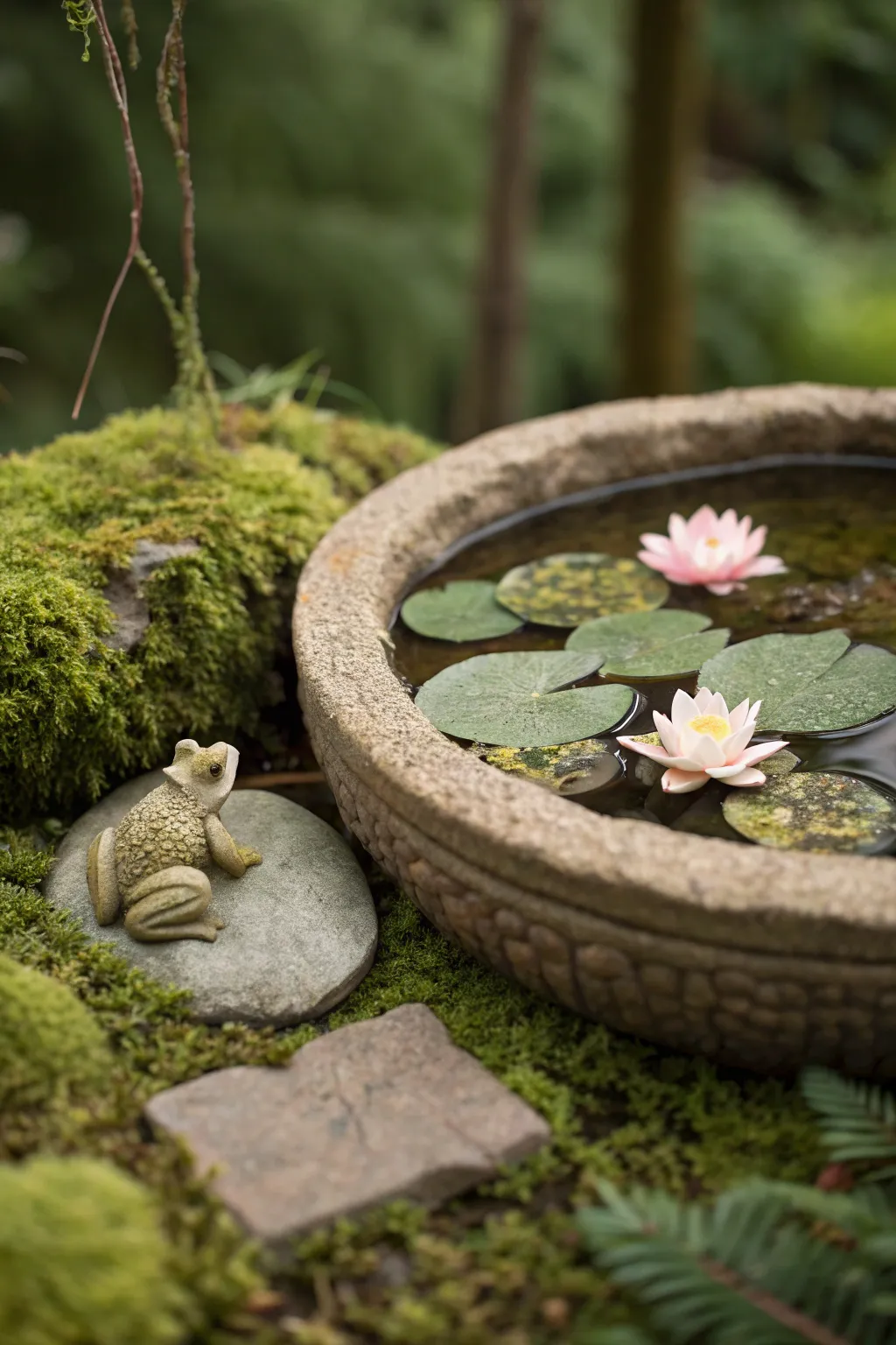 Discover serenity in miniature: a whimsical clay pond perfect for enchanting fairy gardens.