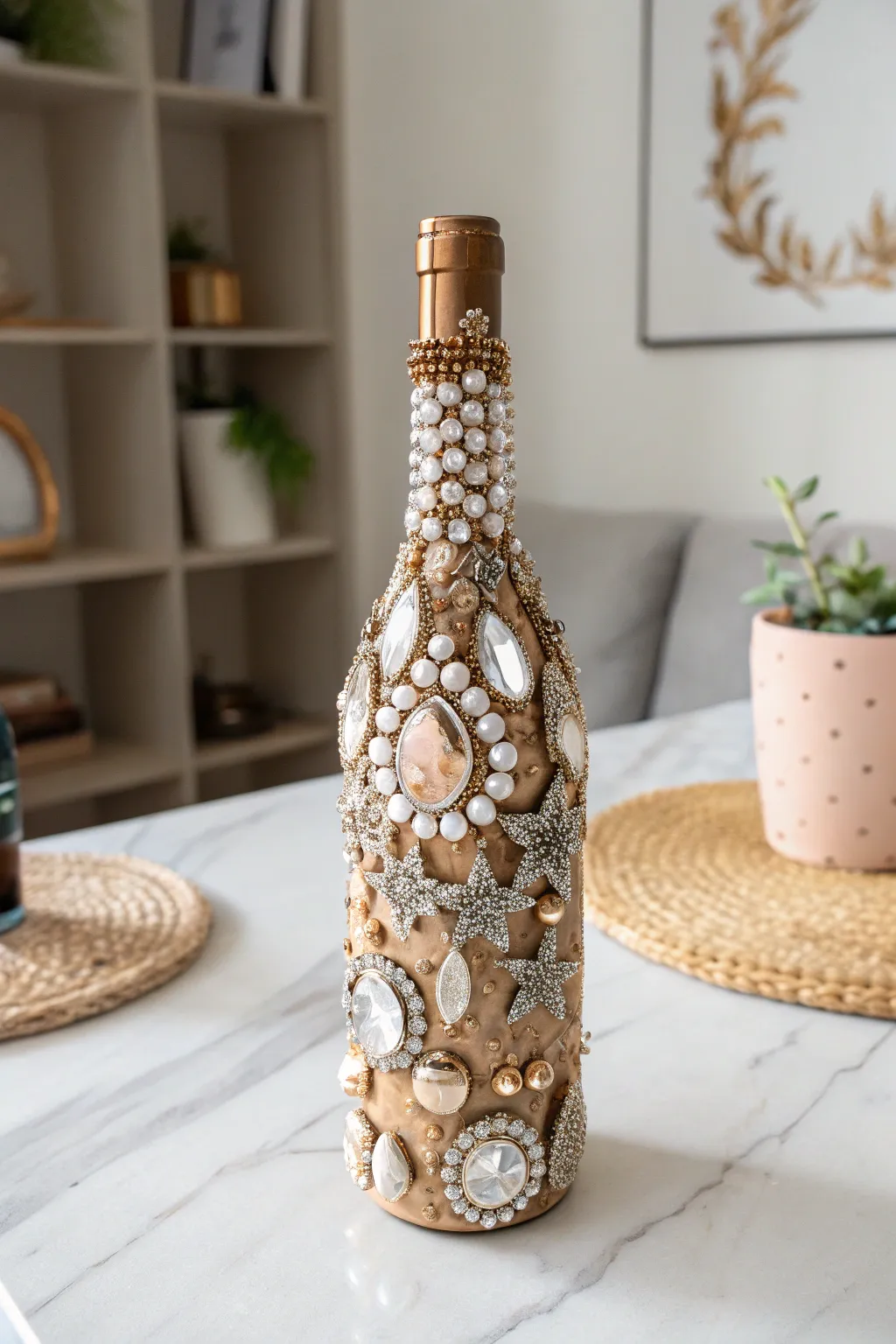 Transform wine bottles into dazzling decor with a touch of sparkle and creativity!