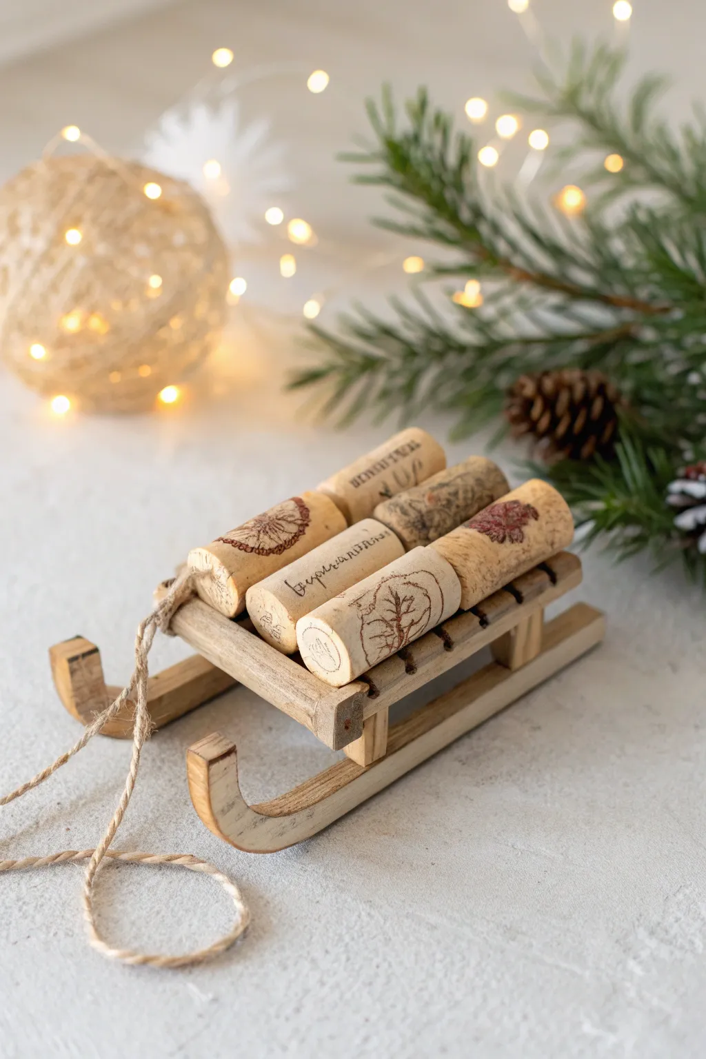 Add a touch of whimsy to your holiday decor with handcrafted cork sleds, where simplicity meets festive charm.