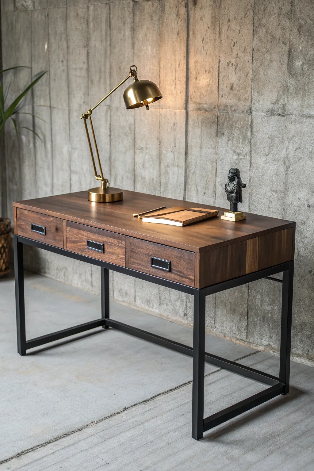 Elevate your workspace with industrial chic: where urban grit meets homey elegance.
