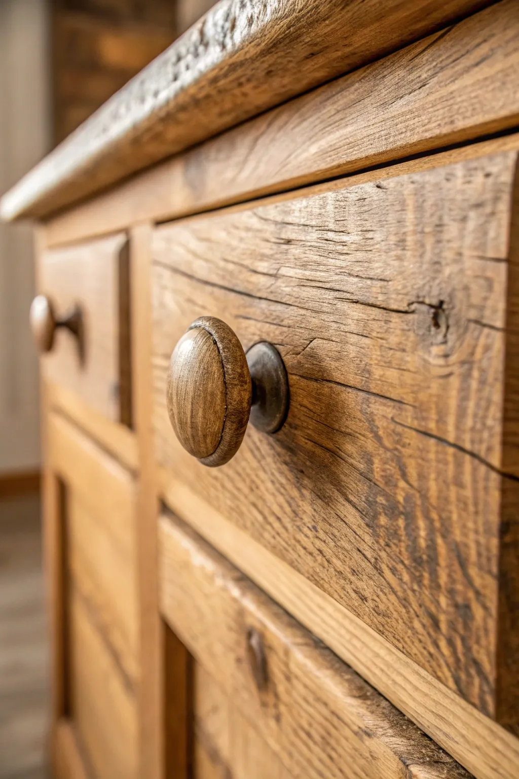 Upgrade your drawers with these rustic wood round pulls for a touch of nature in your kitchen!