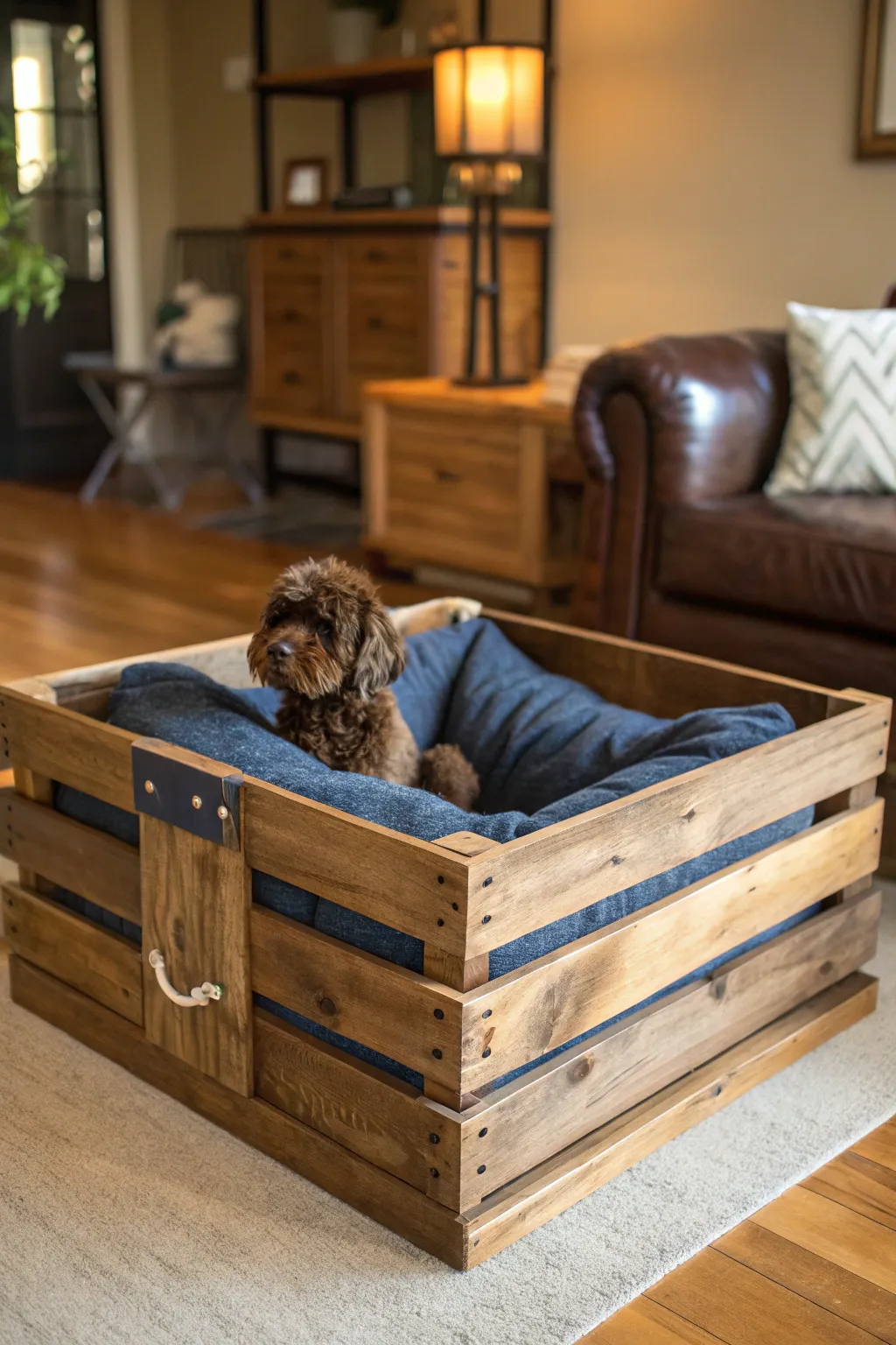 Crafted Comfort: Transform a simple crate into your pet's new favorite spot.