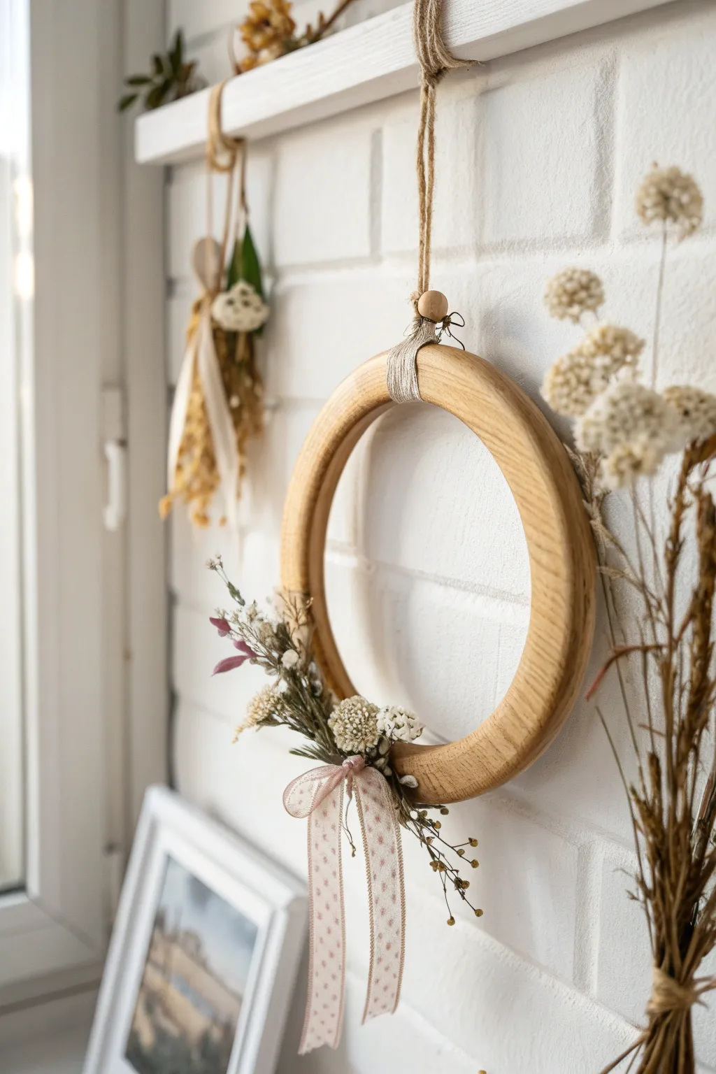 Crafted Elegance: Transform wooden rings into charming photo frames for your cherished memories.