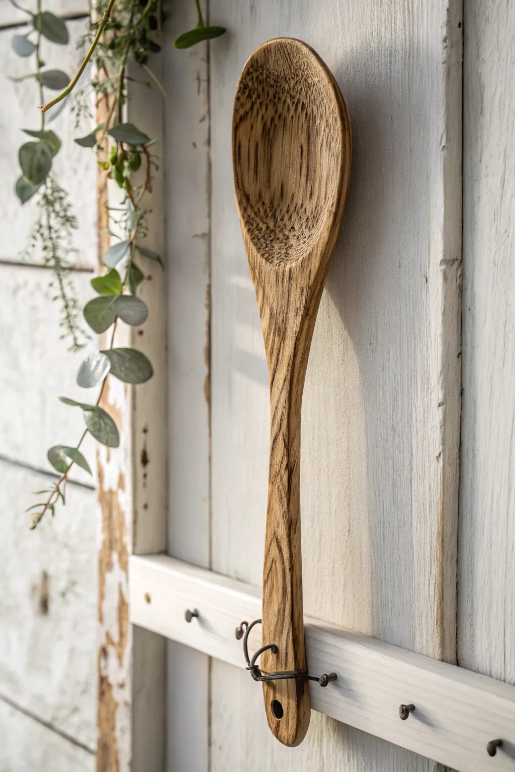 Transform simplicity into elegance with handcrafted wooden spoon wall hooks.