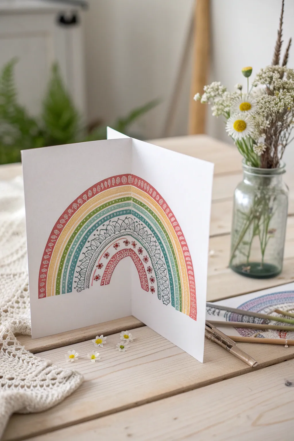 Celebrate creativity with a stunning rainbow Zentangle birthday card that radiates joy and artistic flair.