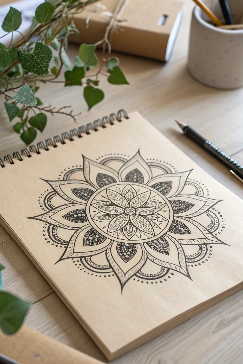 Discover tranquility in symmetry with handcrafted Zentangle art, where balance meets natural beauty.